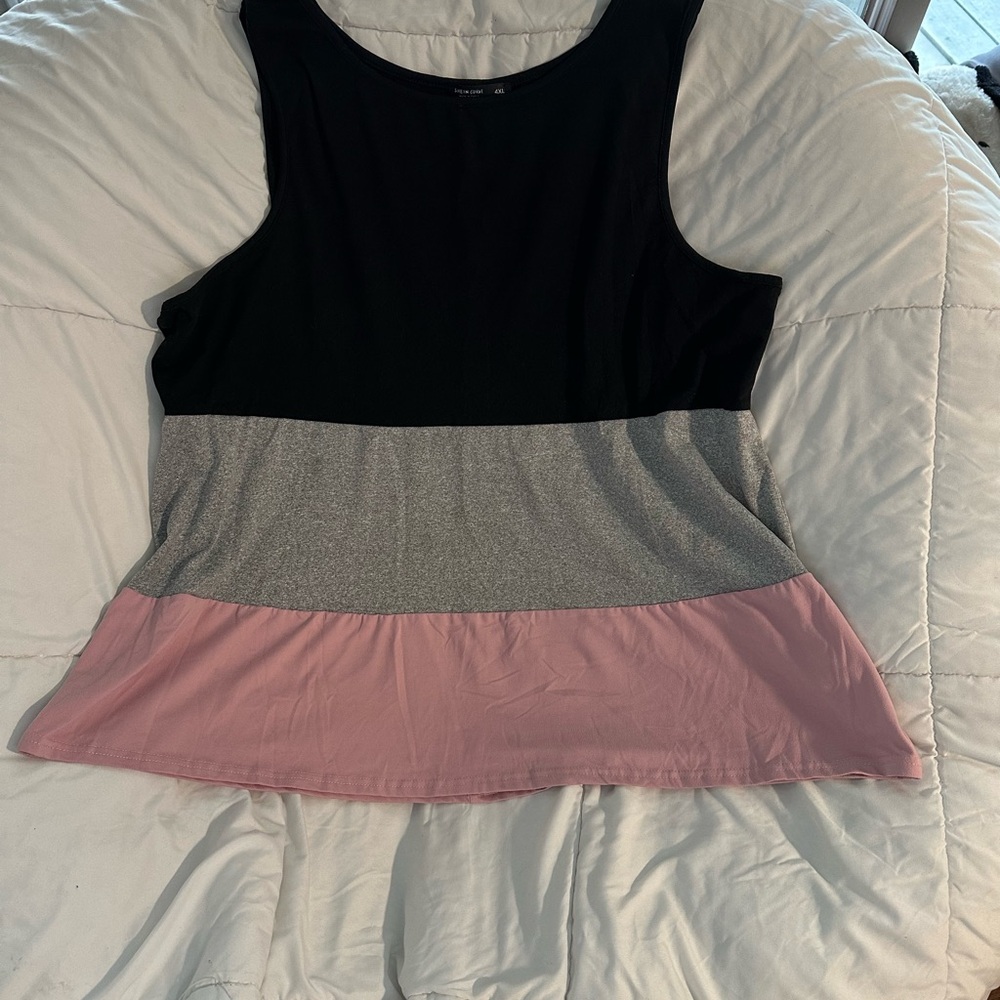 SHEIN Black, Gray, and Pink Colorblock Tank Top